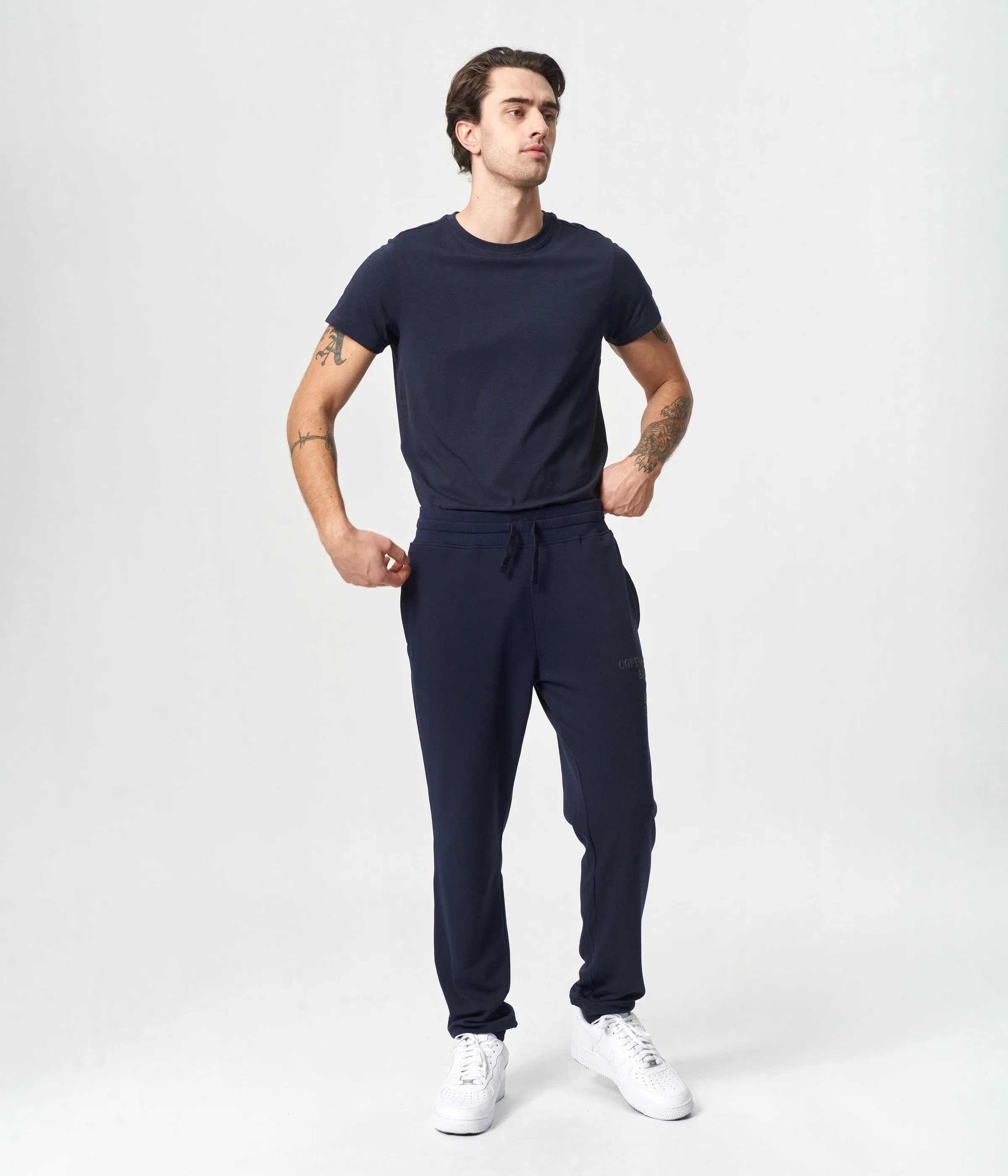 Navy bamboo sweatpants with logo