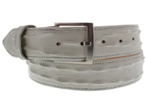 Off White Western Belt Crocodile Tail Print Leather - Silver Buckle