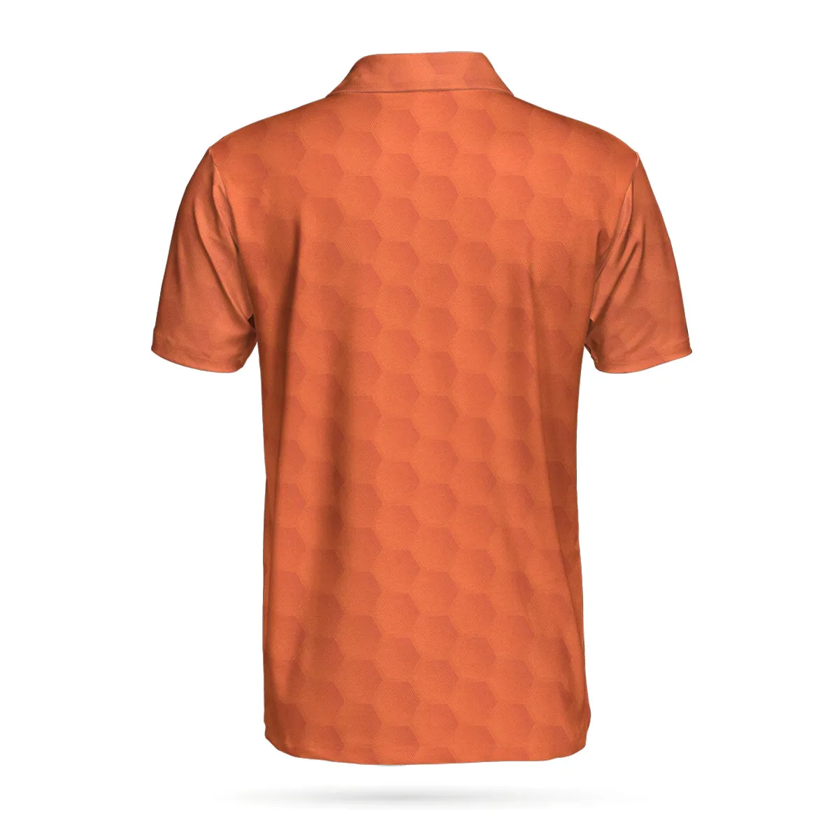 Orange Golf Ball Pattern Short Sleeve Polo Shirt For Golf, All Over Print Golf Shirt For Men