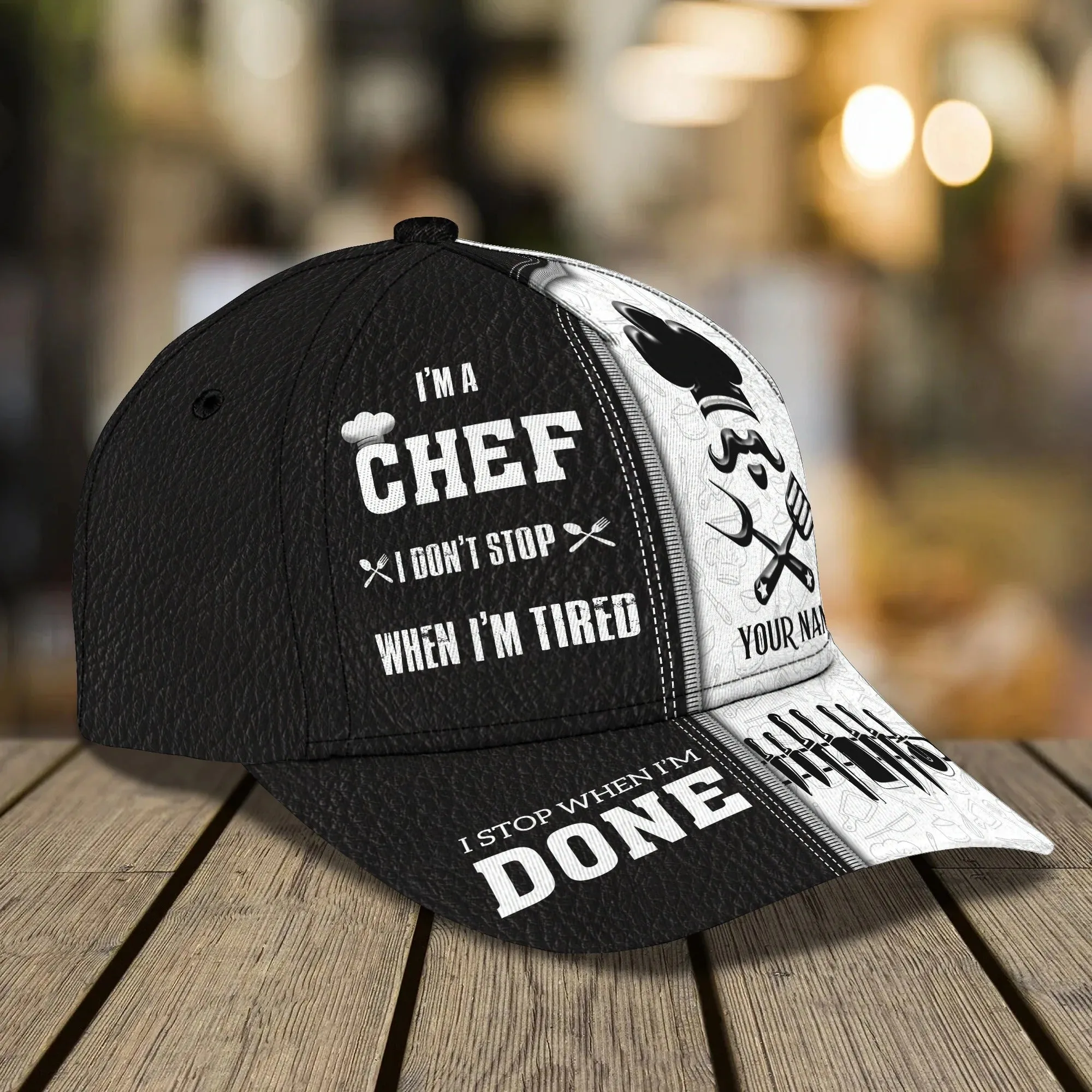 Personalized 3D Full Printed Chef Cap, Master Chef Birthday Present, Classic Cap Hat For Chef