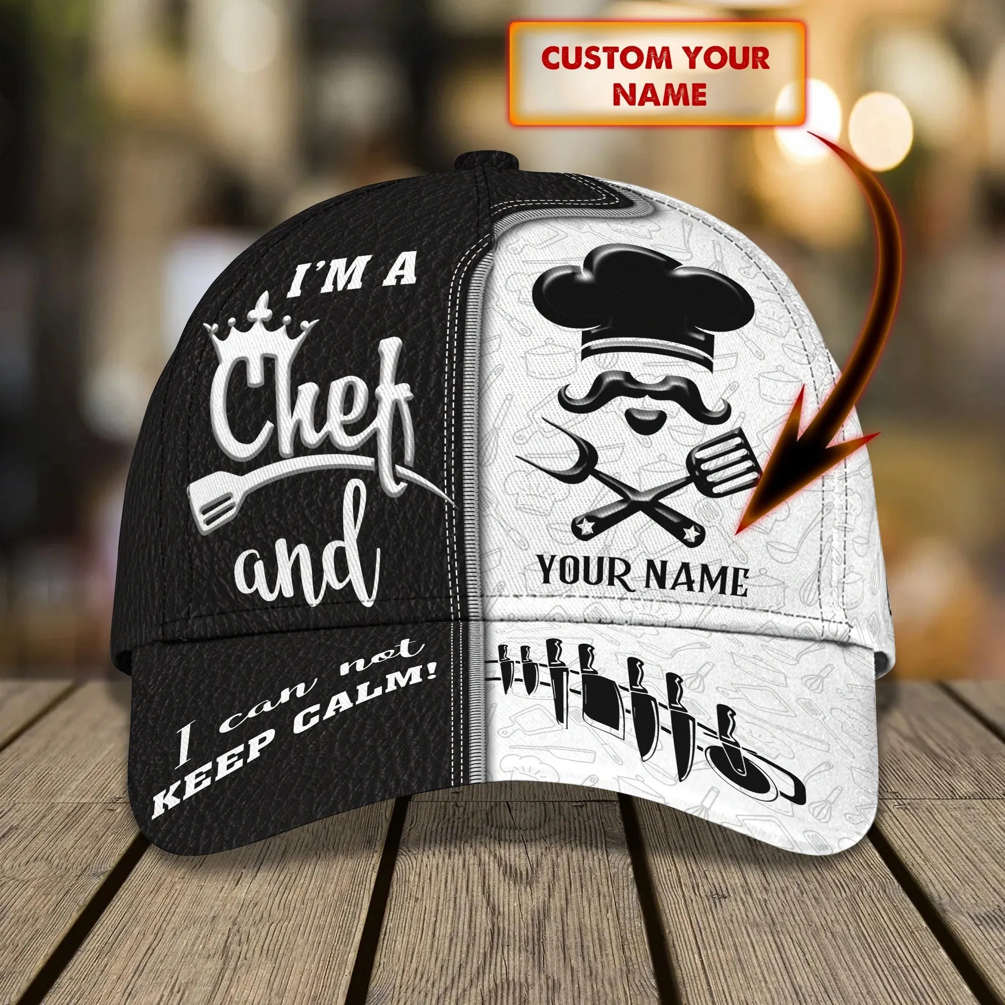 Personalized 3D Full Printed Chef Cap, Master Chef Birthday Present, Classic Cap Hat For Chef