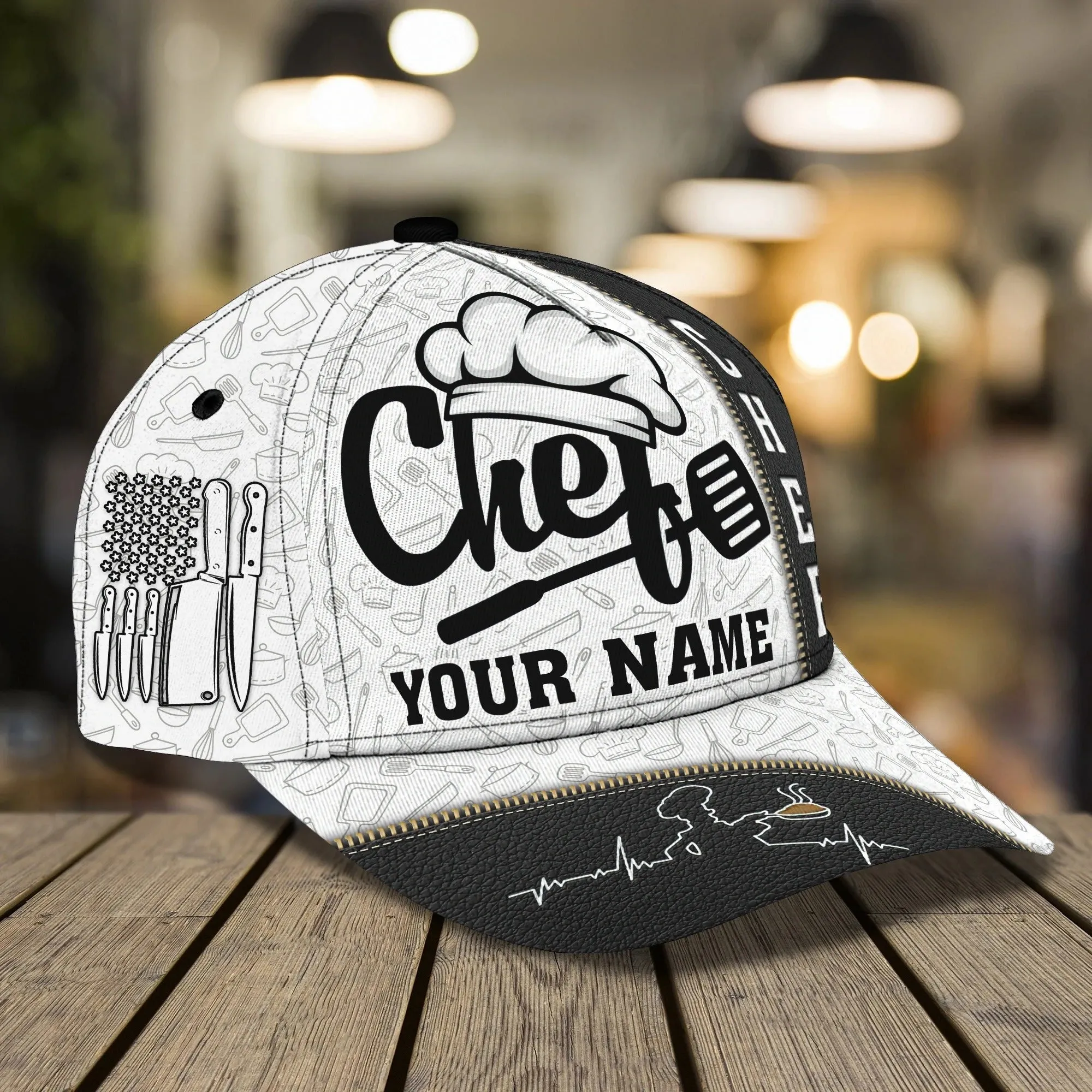 Personalized 3D Full Printed Chef Cap, Master Chef Birthday Present, Classic Cap Hat For Chef