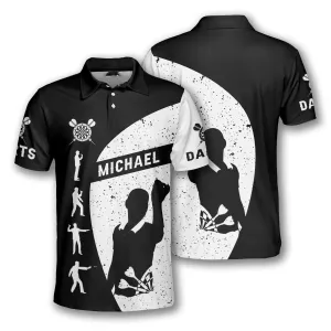 Personalized Black And White Dart Polo Shirt, Posture Through Dart Mens Polo Shirt