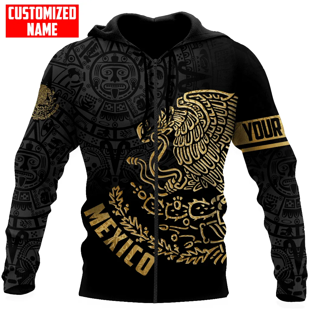 Personalized Mexico Aztec Calendar Gold Sweatshirt Hoodie Christmas Shirt Gift