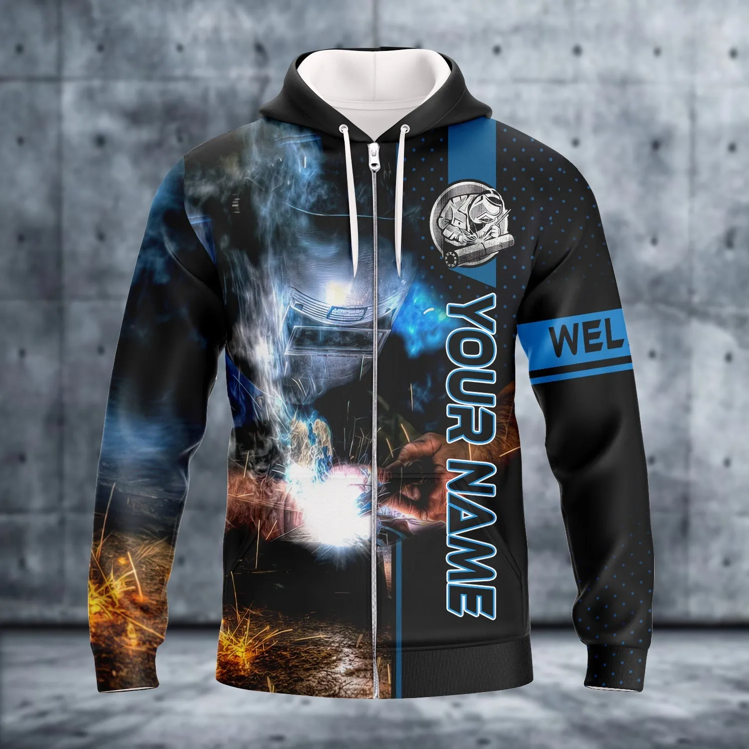 Personalized Welder Blue Smoke Graphic Design 3D Printed Shirts, Welder Sweatshirt Christmas Shirt