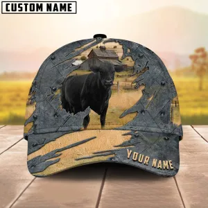 Personalized With Name Black Angus Cap Hat For Men Women, Baseball Cap Farmer, Classic Cow Hat