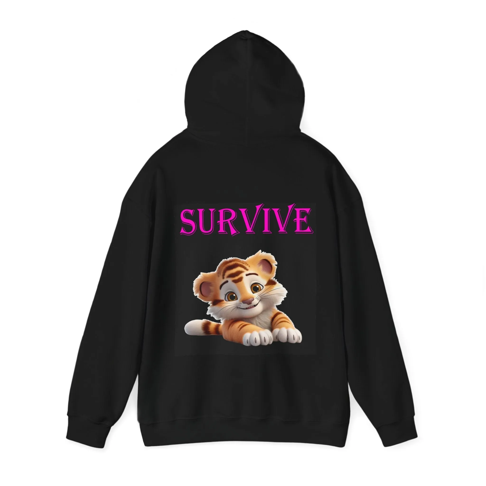 Princess Grace  Cute Tiger 'SURVIVE' Unisex Hooded Sweatshirt  Perfect for Animal Lovers