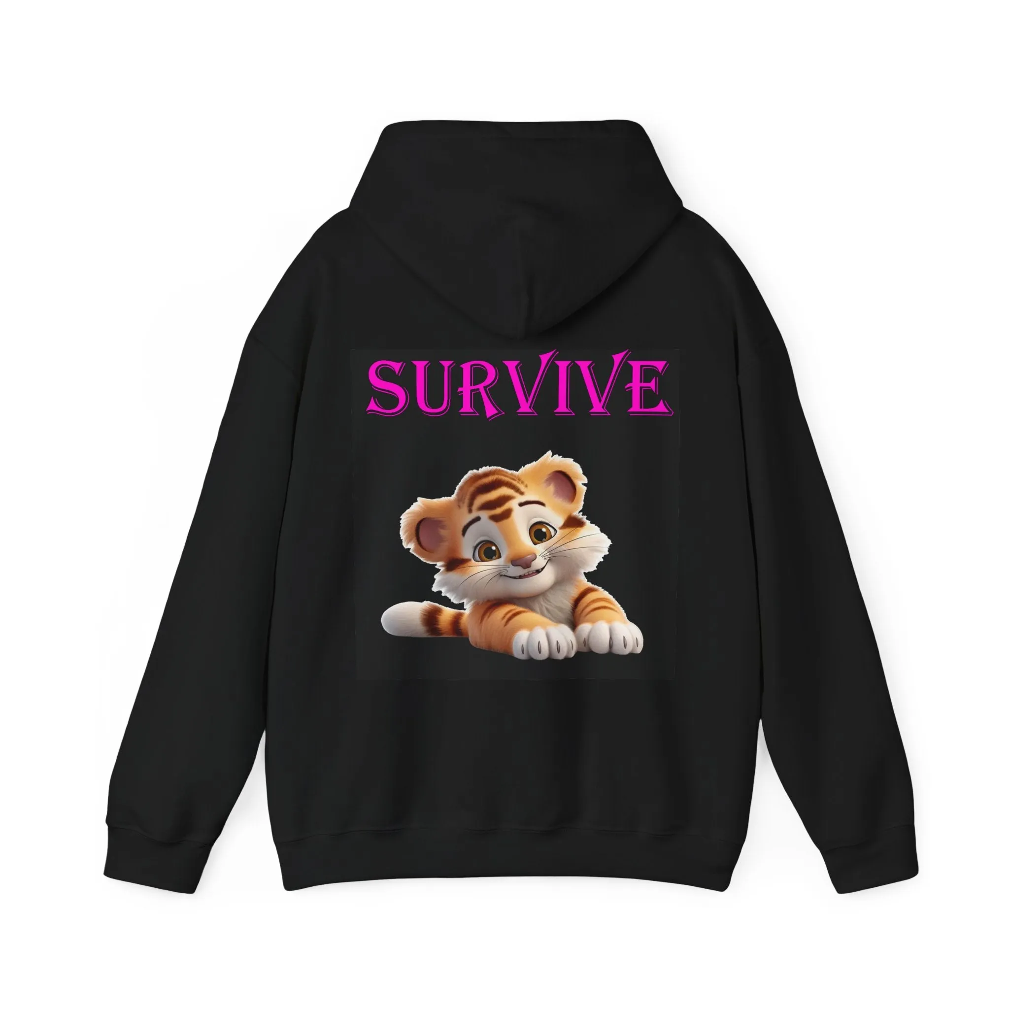 Princess Grace  Cute Tiger 'SURVIVE' Unisex Hooded Sweatshirt  Perfect for Animal Lovers