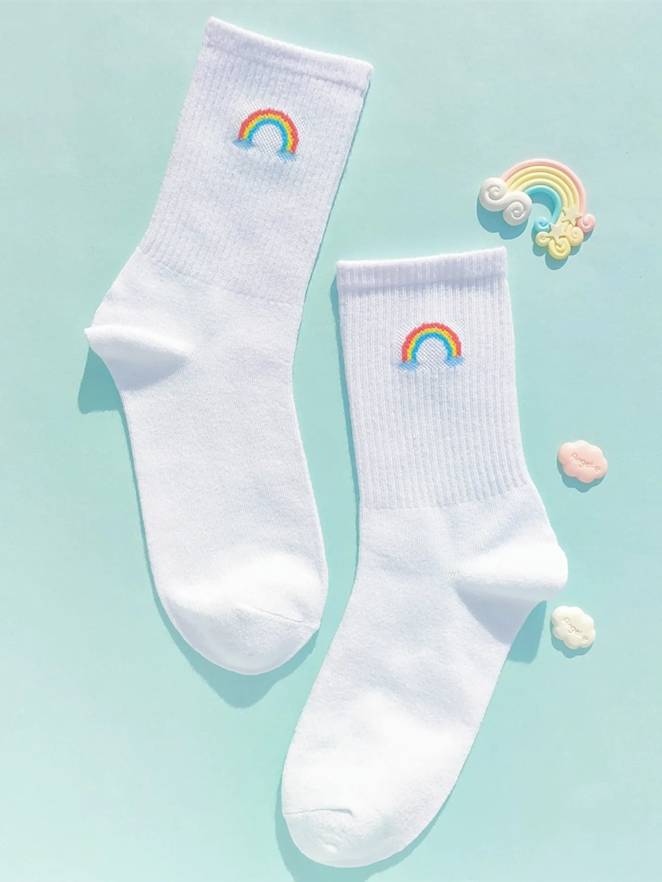 Rainbow Print Crew Socks for Women Fun Socks Funky Socks Novelty Socks