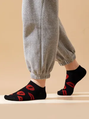 Red Lips Ankle Socks Silly Socks for Women Funky Socks Funny Socks Novelty Socks