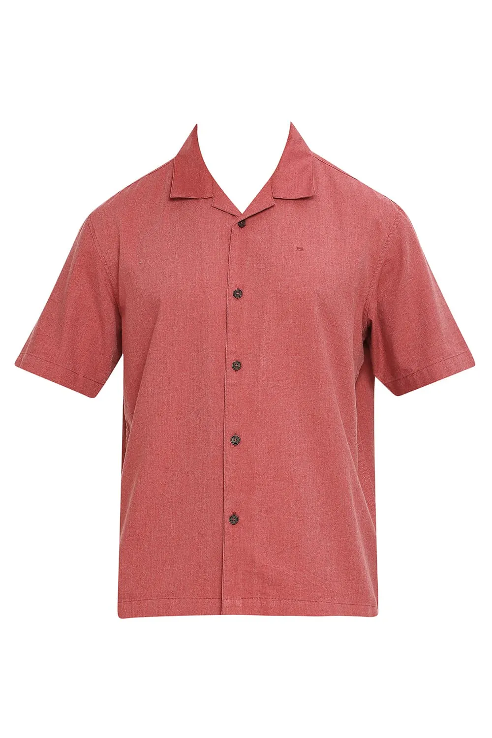 Relaxed Fit Polyester Cotton Lyocel Twill Melange Halfsleeves Shirt