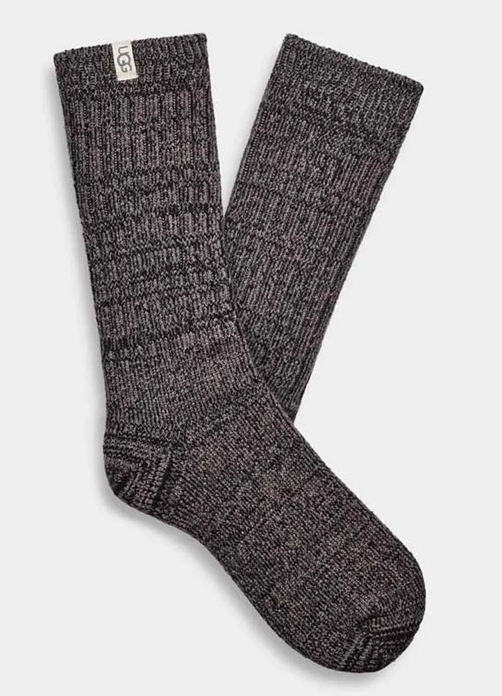 Rib Knit Slouchy Crew Sock in Grey/Black by UGG