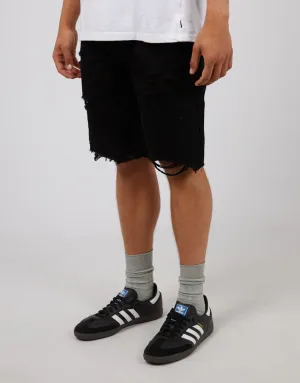 Ripped Relaxed Short Washed Black