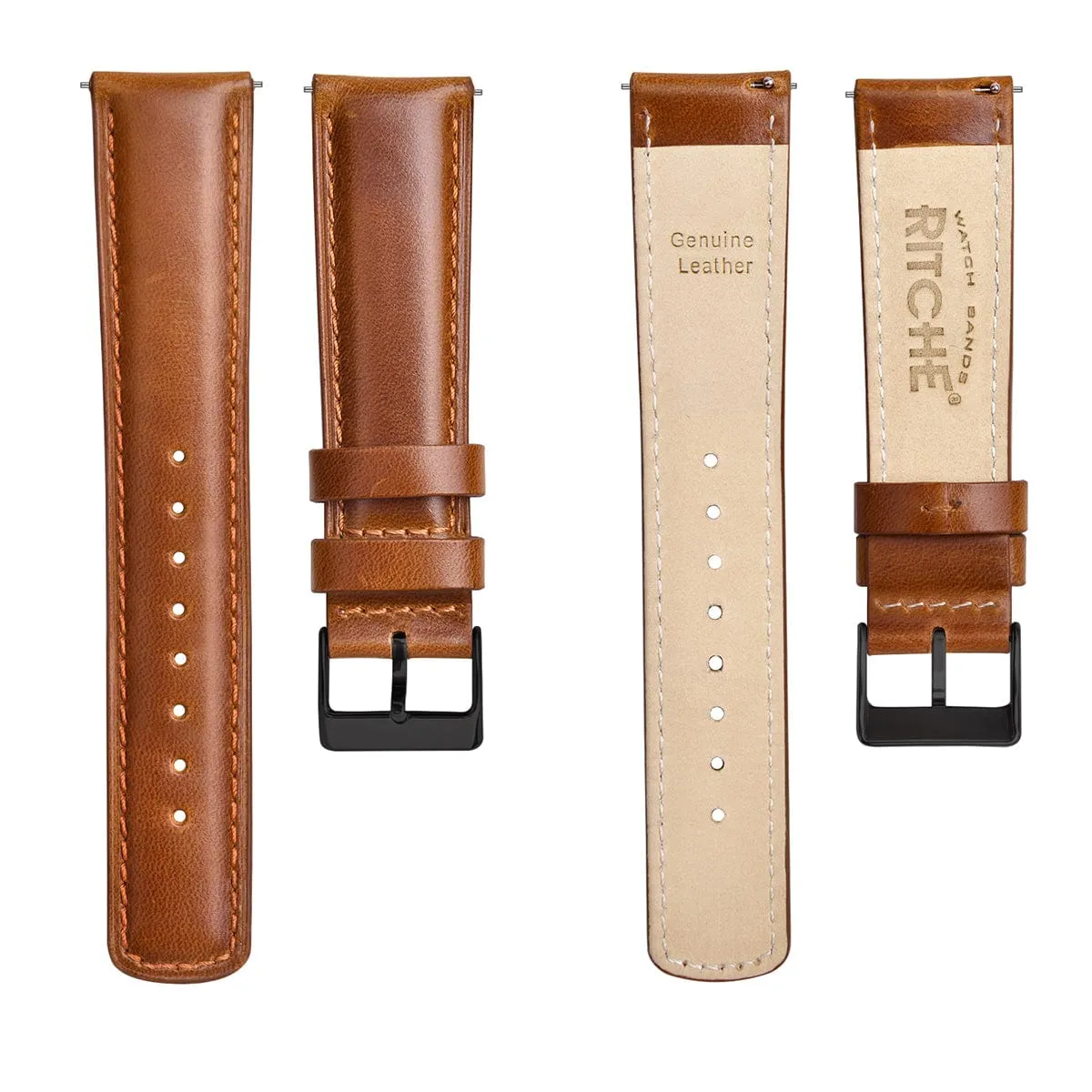 Ritche Classic Toffee Brown Leather Watch Band