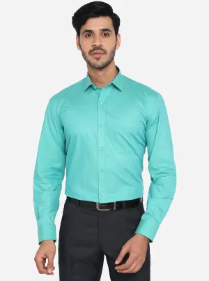 Sea Green Solid Regular Fit Formal Shirt | Greenfibre