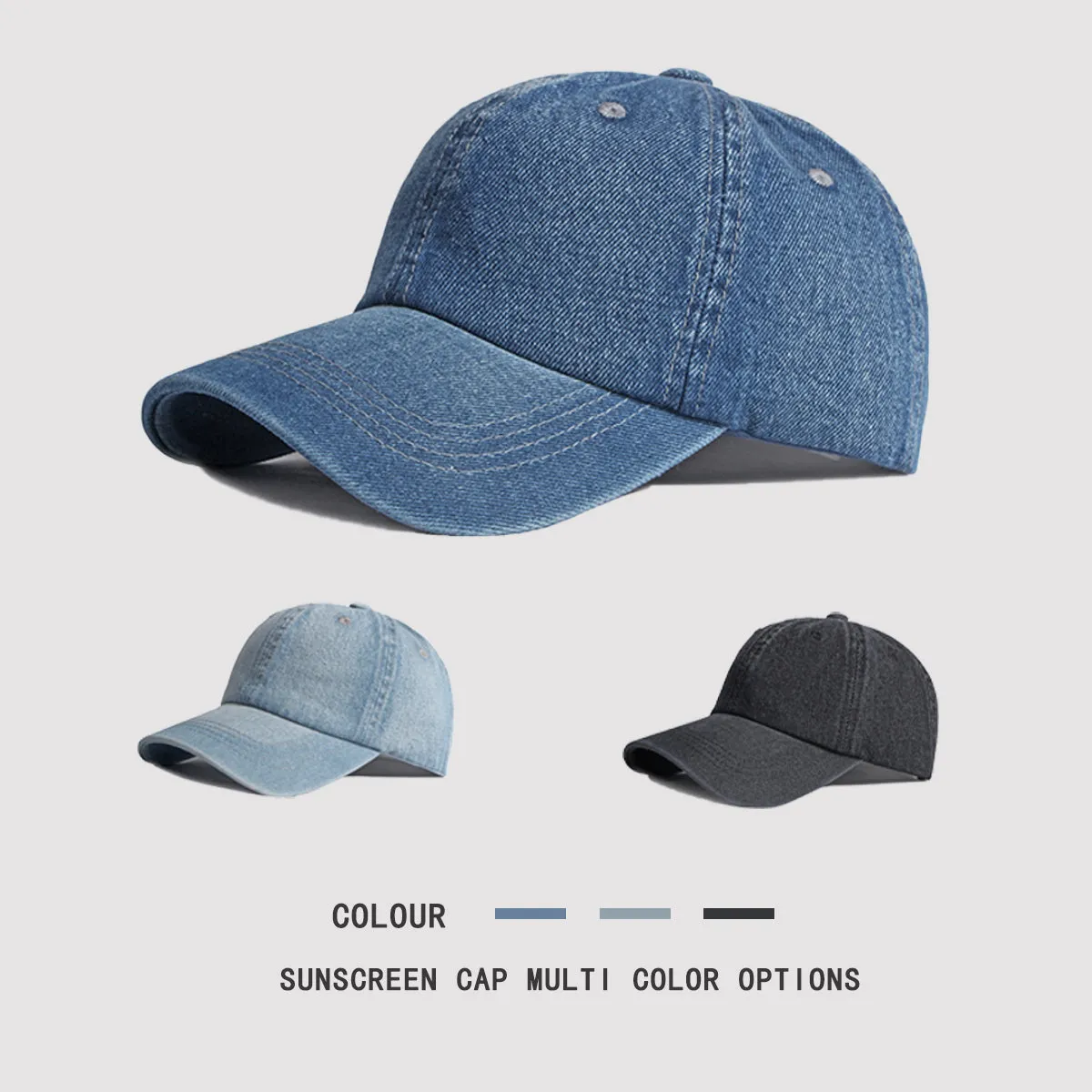 Sidiou Group Casual Street Style 6 Panel Denim Hats Sports Outdoor Sunscreen Cap Lightweight Fashion Baseball Hat For Unisex