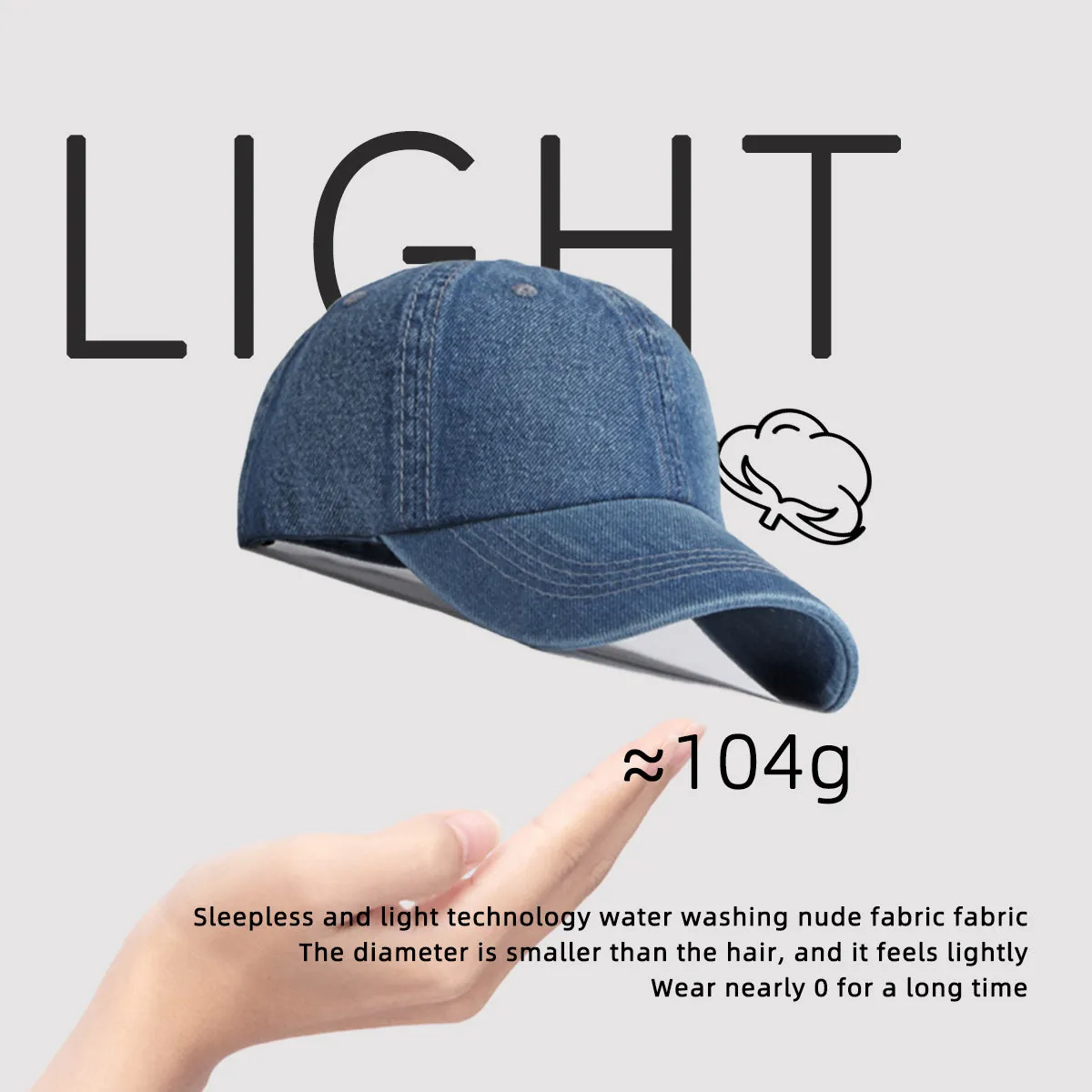 Sidiou Group Casual Street Style 6 Panel Denim Hats Sports Outdoor Sunscreen Cap Lightweight Fashion Baseball Hat For Unisex