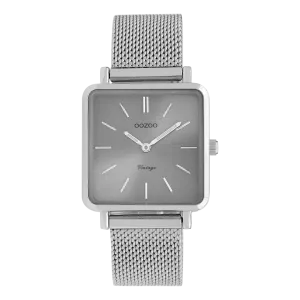 Silver coloured OOZOO watch with silver coloured metal mesh bracelet - C9842