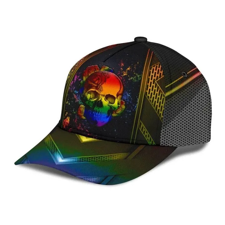 Skull Pride Baseball 3D Cap Show Off Your True Color LGBT Printing Baseball Cap Hat, Gift For Couple Gaymer