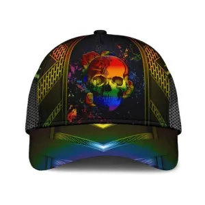 Skull Pride Baseball 3D Cap Show Off Your True Color LGBT Printing Baseball Cap Hat, Gift For Couple Gaymer