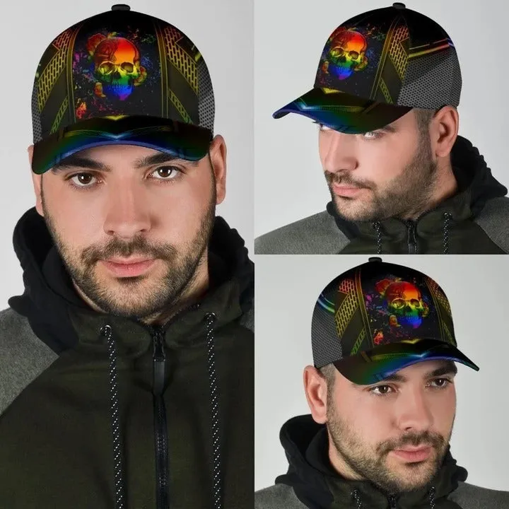 Skull Pride Baseball 3D Cap Show Off Your True Color LGBT Printing Baseball Cap Hat, Gift For Couple Gaymer