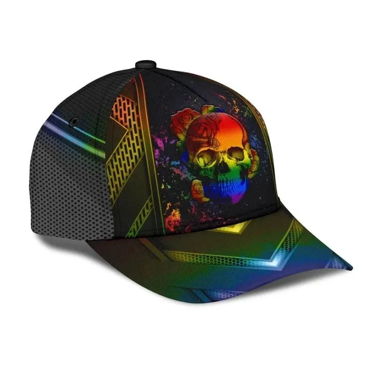 Skull Pride Baseball 3D Cap Show Off Your True Color LGBT Printing Baseball Cap Hat, Gift For Couple Gaymer