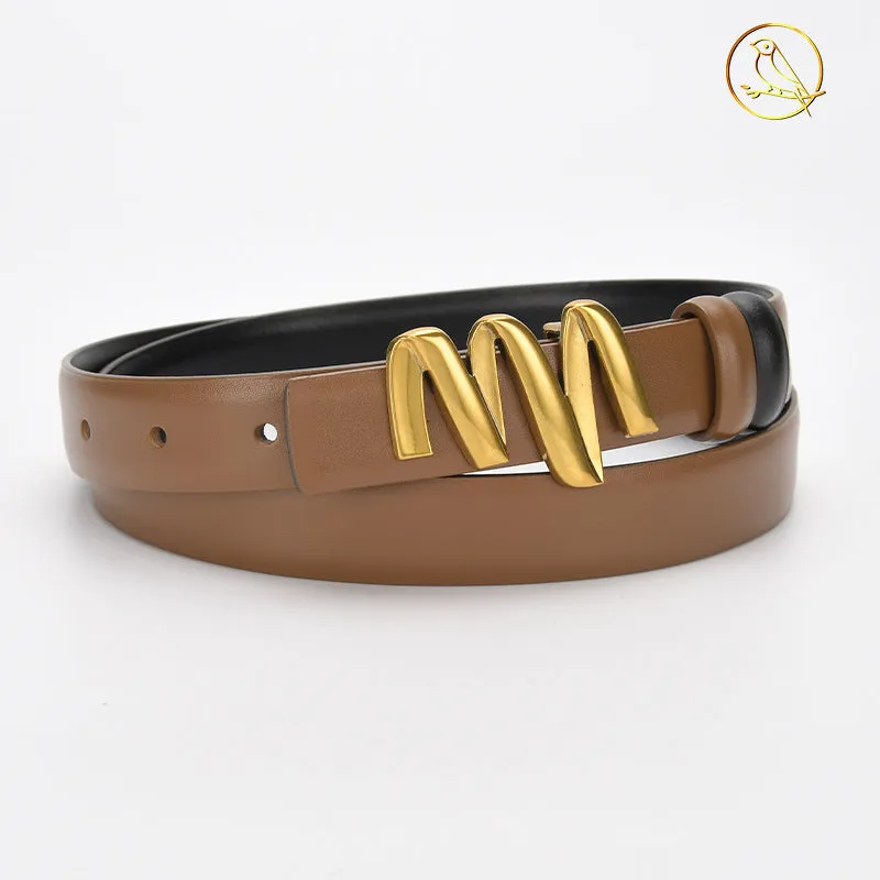 Smooth Buckle Leather Belt Women's Fashion All-Match Casual Jeans Belt Women's