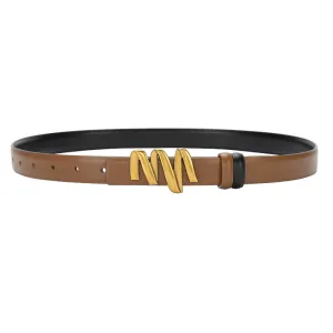 Smooth Buckle Leather Belt Women's Fashion All-Match Casual Jeans Belt Women's