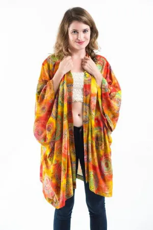 Tie Dye Om Kimono Cardigan in High Noon