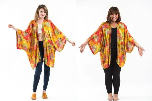 Tie Dye Om Kimono Cardigan in High Noon