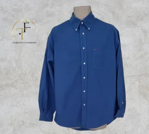 Tommy Hilfiger Mens Blue Casual Oxford Shirt Size M