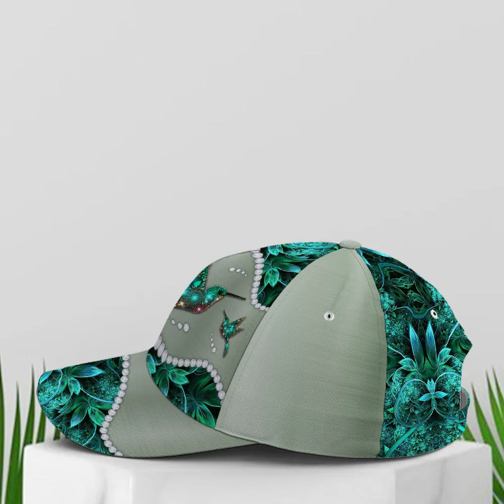 Turquoise Metallic Style Hummingbird Baseball Cap Coolspod