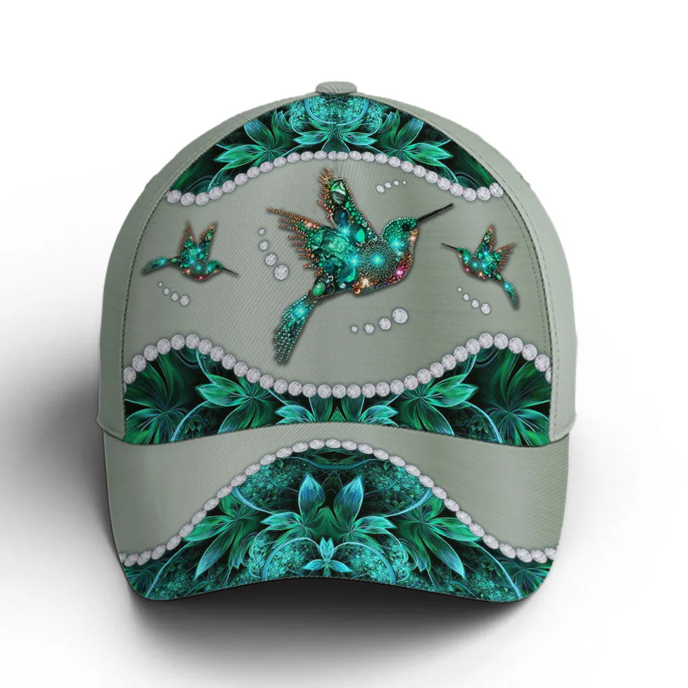 Turquoise Metallic Style Hummingbird Baseball Cap Coolspod