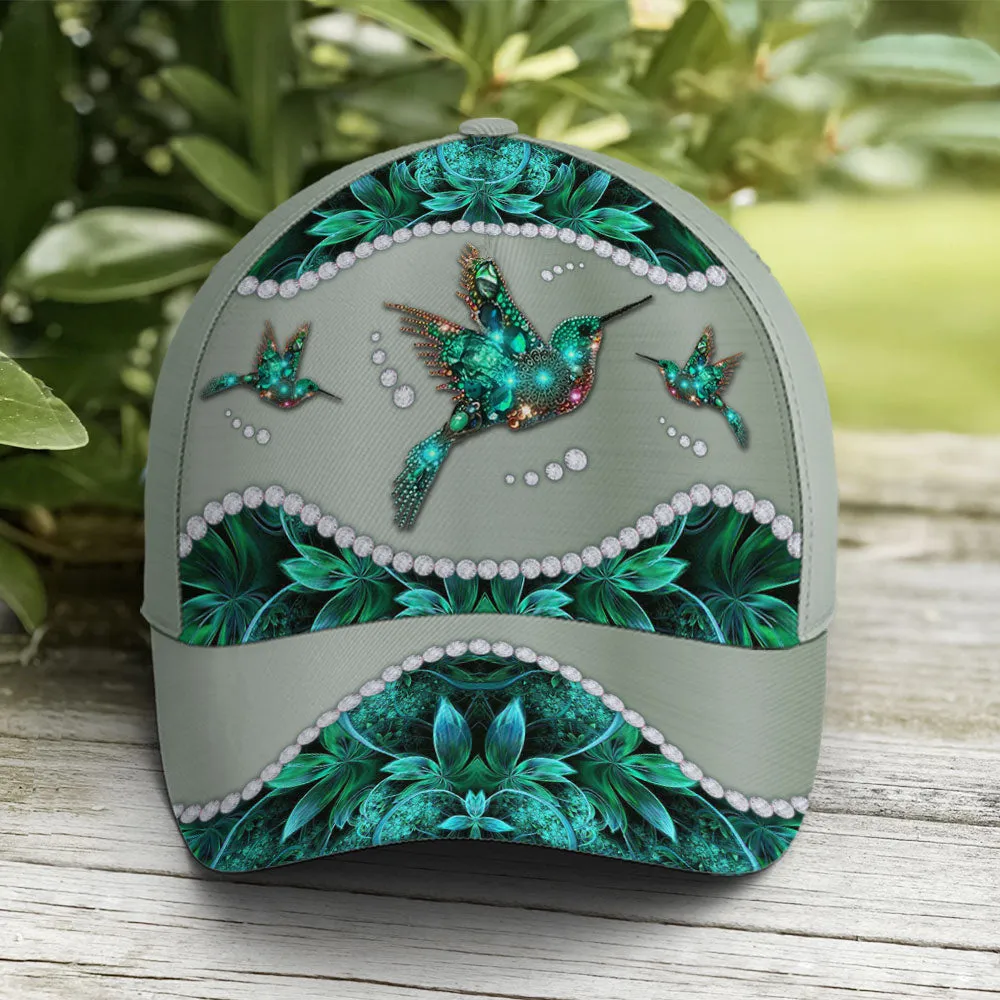 Turquoise Metallic Style Hummingbird Baseball Cap Coolspod