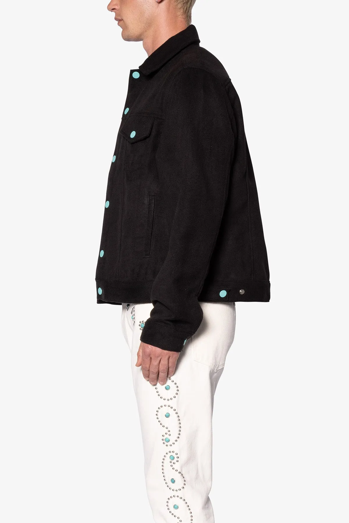 Turquoise Wool Jacket - Black