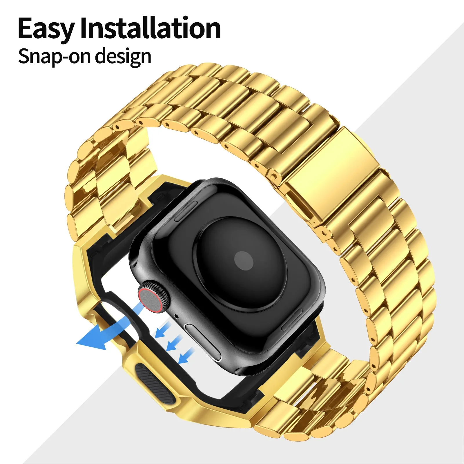 Uni-body Metal Band for Apple Watch 45mm Series 8, Gold