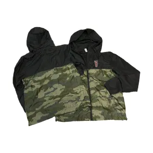 Venue Hooded Zip Windbreaker - Black/Forest Camo w/Red V Logo