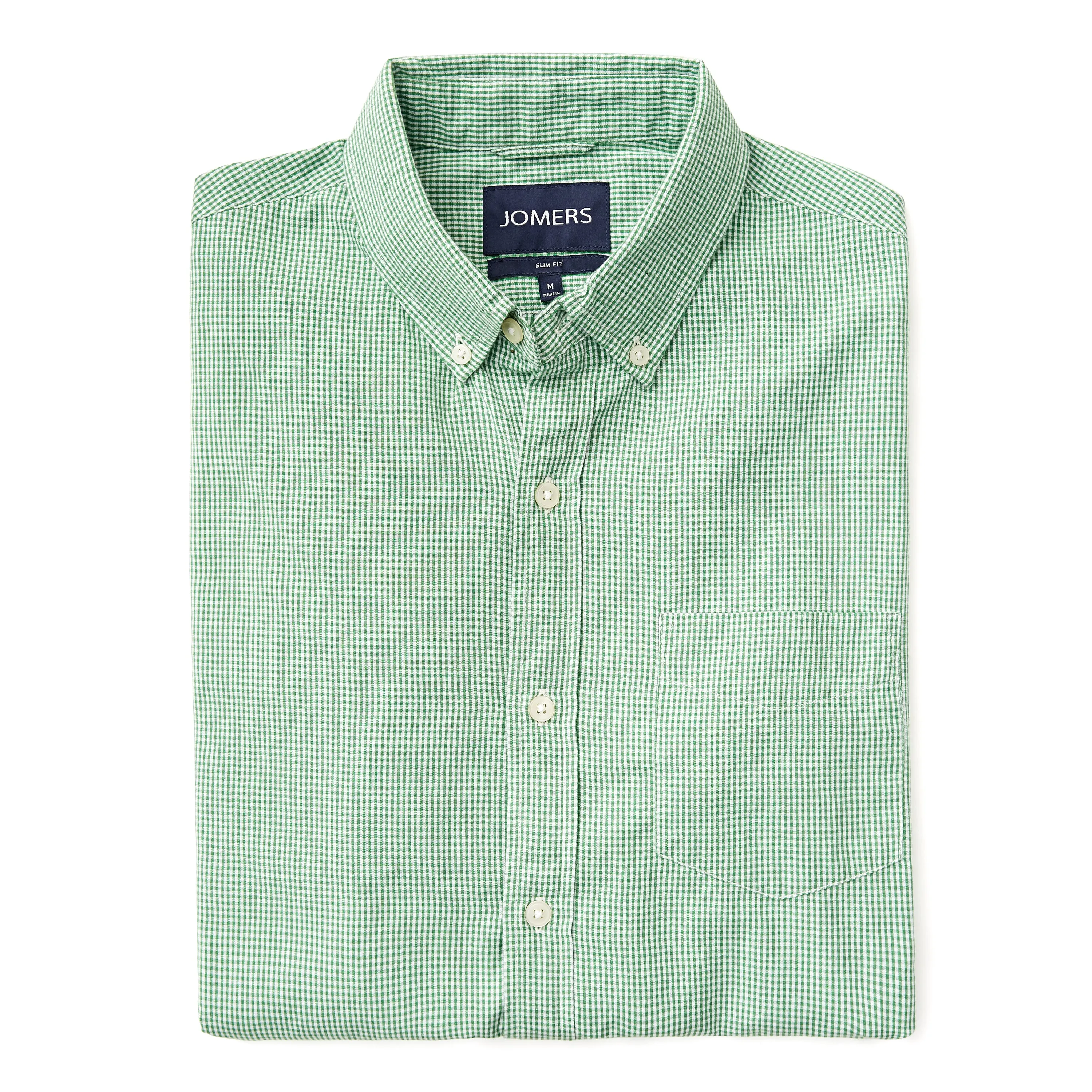 Washed Button Down Shirt - Mini Green Gingham