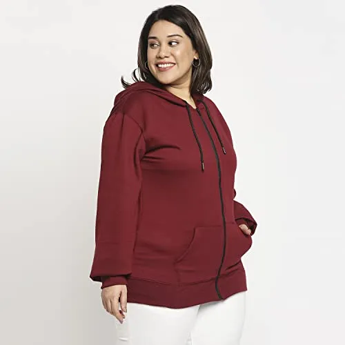 Wear Your Opinion Women's Fleece Hooded Neck Hoodie (WYO004773ZIPPLUS-F-2XL-Maroon_Maroon_2XL)