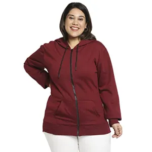 Wear Your Opinion Women's Fleece Hooded Neck Hoodie (WYO004773ZIPPLUS-F-2XL-Maroon_Maroon_2XL)