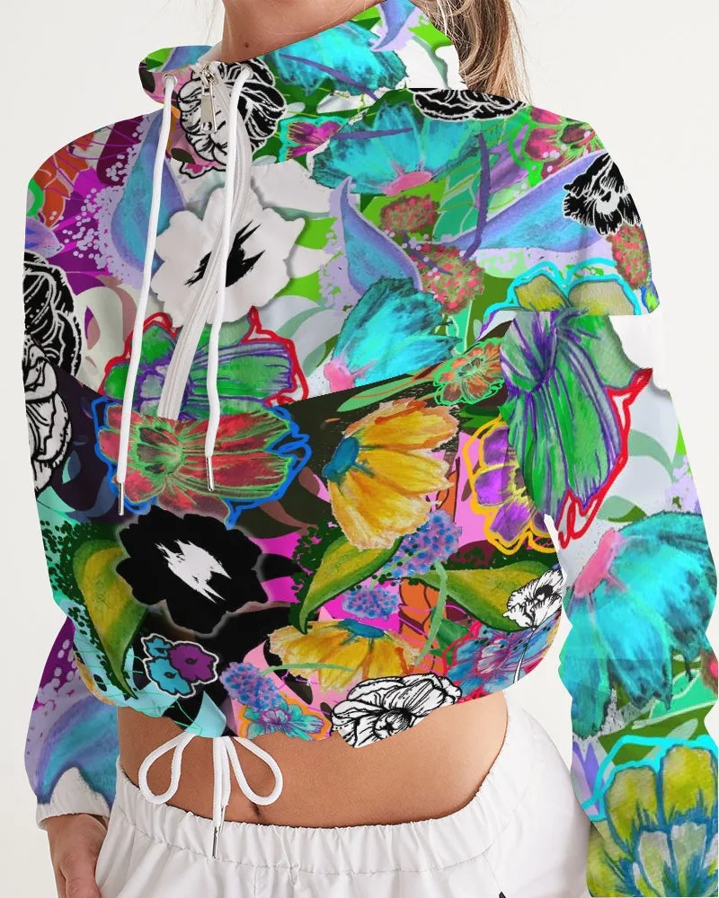 whole LOTTA flowers DOUBLE TAKE Women's Cropped Windbreaker