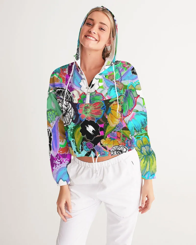 whole LOTTA flowers DOUBLE TAKE Women's Cropped Windbreaker