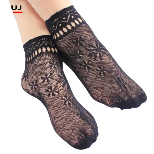 Women Mesh Silk Ultra-Thin Transparent Nylon Lace Socks