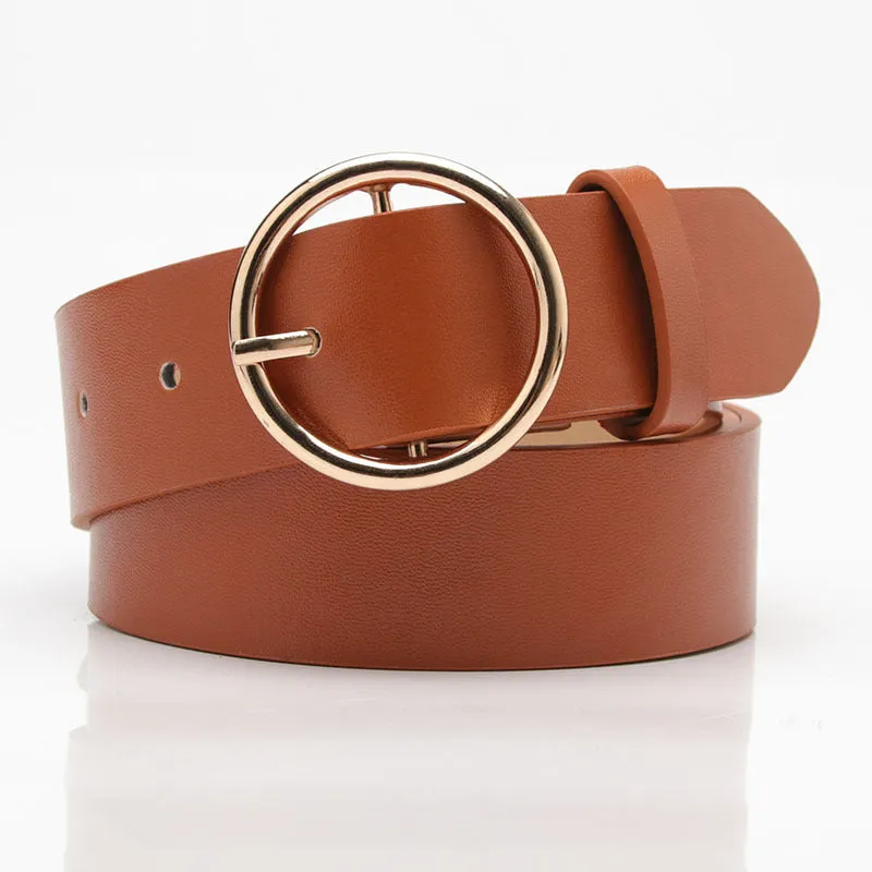 Women's Belt round Buckle Casual Simple All-Match Women's Jeans Accessories Belt Women's