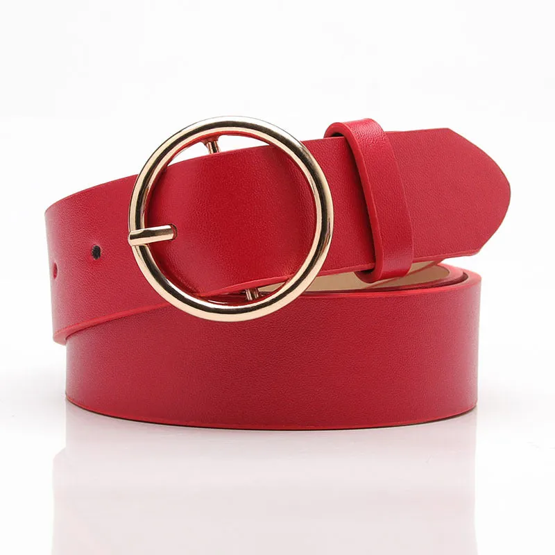 Women's Belt round Buckle Casual Simple All-Match Women's Jeans Accessories Belt Women's