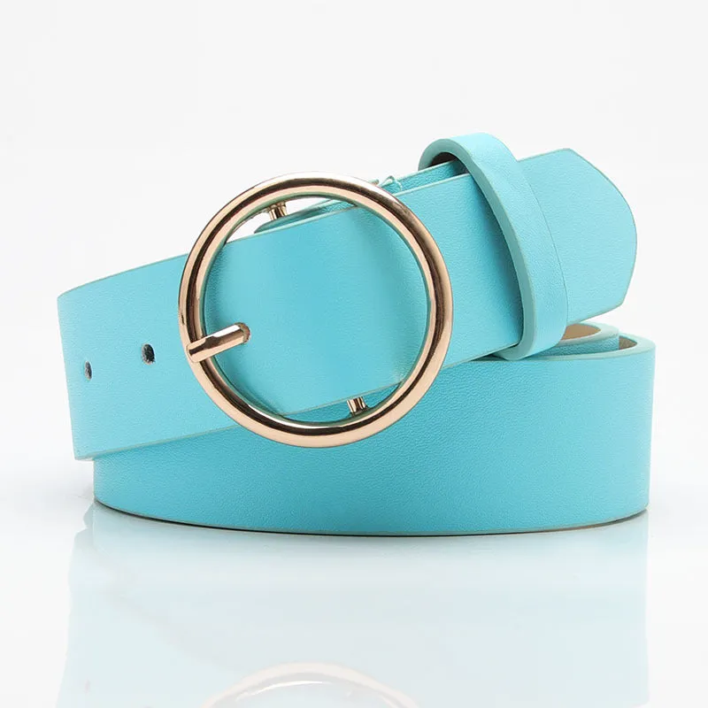 Women's Belt round Buckle Casual Simple All-Match Women's Jeans Accessories Belt Women's