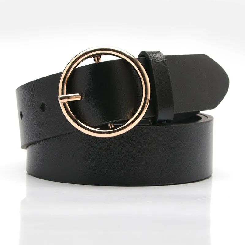 Women's Belt round Buckle Casual Simple All-Match Women's Jeans Accessories Belt Women's