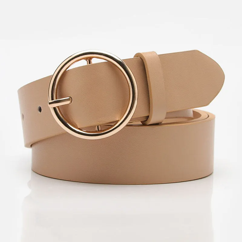 Women's Belt round Buckle Casual Simple All-Match Women's Jeans Accessories Belt Women's